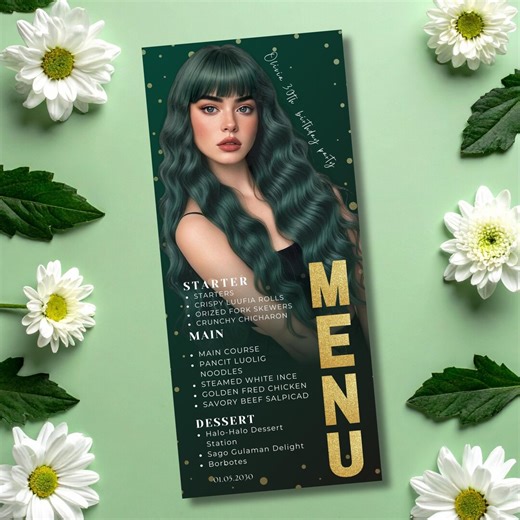 Luxury Birthday Menu Template Editable in Canva, Elegant Dinner Party Menu Card, Black Event Table Menu Printable, Wedding Brunch Menu - Etsy