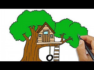 How to draw a treehouse easy step by step | Easy Drawing Ideas For Beginners
