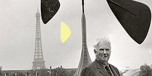 Calder's "Spirale" sculpture and its best friend, the Eiffel Tower