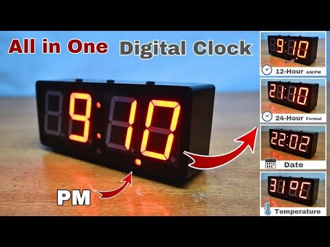 How to Make a All in One Digital Clock | Digital Table Clock With Time Date and Temperature