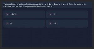 Two equal sides of an isosceles triangle are along −x 2y=4 and ... | Filo