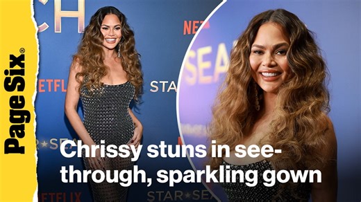 Chrissy Teigen hits the ‘Star Search’ red carpet in see-through, sparkling gown