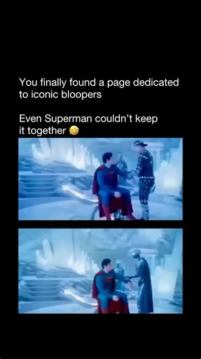 Iconic Bloopers on Instagram: "Superman bloopers and gag-reel moments reveal the lighter side of one of cinema’s most serious heroes. From cape mishaps and wire resets to actors cracking up mid-take, even the Man of Steel isn’t immune to on-set chaos. These behind-the-scenes moments remind fans that beneath the suit, the spectacle, and the mythology are real people trying not to laugh — and sometimes failing spectacularly. #superman #moviebloopers #behindthescenes #breakingcharacter #iconicbloop