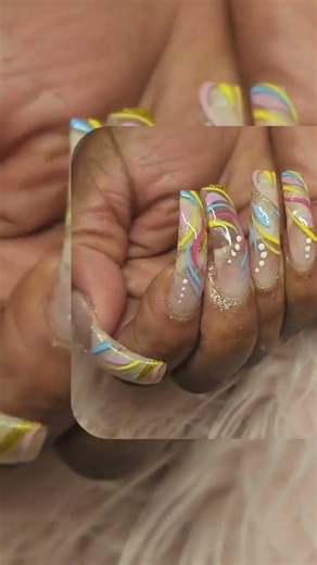 Pastel Swirl Nails 💅🏽 Soft Girl Luxury Bling Nail Design 2026 #glamorousnails #blingnails