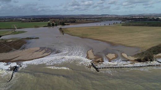 Drone footage of the flooding at Climping Beach