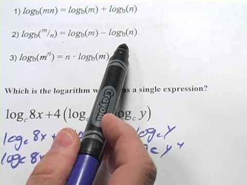 Using Properties of Logarithms to Rewrite Expressions