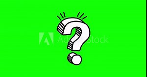 Question mark, 2d, micro animation, cartoon, illustration, clip art, vector. Web page sign in black and white. Alpha channel. Time lapse.