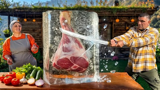 From giant beef leg to perfect steaks with a katana