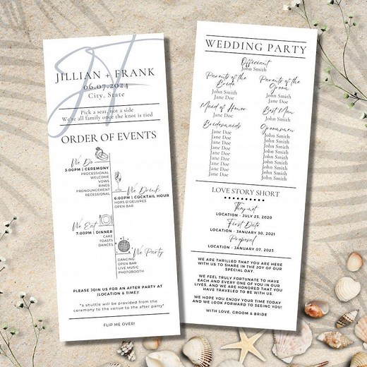 Editable Wedding Ceremony Program Template | Canva Ceremony Program | DIY Order of Service| Printable Ceremony Timeline |modern Wedding Card - Etsy