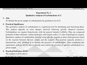 BCP Experiment 2 | Qualitative Analysis of Carbohydrate (C1) | Bright Pharma | S Y D Pharm Manual |