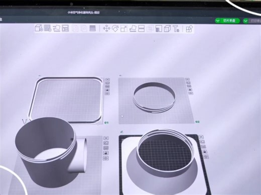 使用openscad设计了小米空气净化器的导风筒，使风可以横向吹。通过螺纹组装，以后会设计可以调整风向的版本