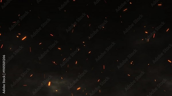 Glowing cinematic fire particles rising up with smoke and haze. Fire sparks flying fast with the wind. Bonfire, fire flakes background, fire ashes flow. Hot burning blaze, big flame, and disaster. 4k.