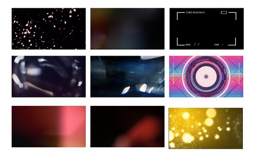 【素材分享】40多个不同样式的overlay叠加素材，光晕、颗粒、干扰、相机框、粒子等