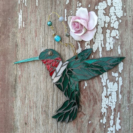 Ruby Throated Hummingbird Stained Glass Mosaic Kit, DIY Ornament Set, Christmas Crafting Gifts for Adults - Etsy