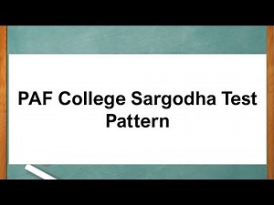 PAF College Sargodha Entry Test Pattern