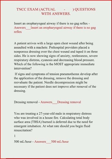 Tncc Exam Actual Questions With Answers2995 video