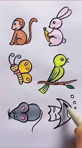 Simple drawing using number 3 🐒🐇🦋🐦🐀🐟 . #drawingtutorial #drawingideas #creative #fbreelsfypシ゚viralシ | Easy drawing for kids24