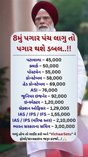 8મું પગાર-પંચ લાગુ થયું તો પગાર થશે ડબલ...!! #8thpaycommission #sarkarinokri #governmentjobs