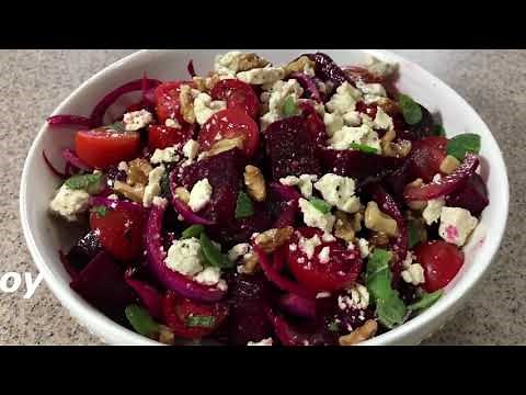 How to Make Greek Beet Salad / Roasted beet salad with Feta Cheese / Chana's Creations