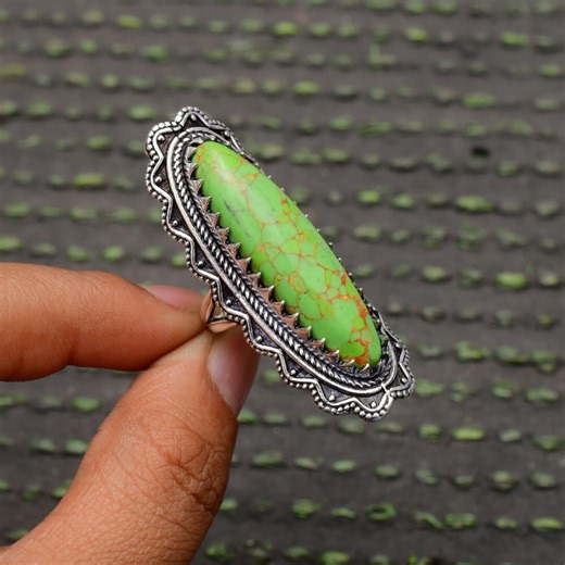 Handmade Green Turquoise Ring: 925 Sterling Silver Gemstone Jewelry - Etsy