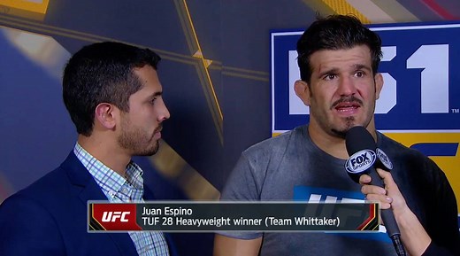 Hard work paid off, Juan Espino's all smiles after becoming the newest Ultimate Fighter. | UFC on FOX