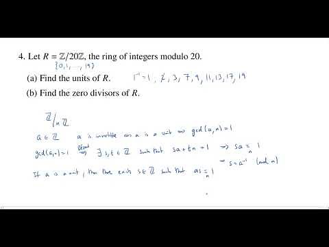 Examples of Units and Zero Divisors in Z/20Z, Superquiz 3 Problem 4
