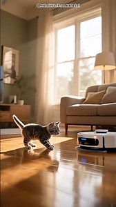 Mini Cat vs Cleaning Robot 🐾✨ | The Shiny Floor Chase #minicat #cat #cute #funny #shorts