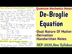 De Broglie Hypothesis Explained | Wave Nature of Matter | B.Sc./M.Sc. Chemistry Notes