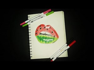 How to draw those Watermelon Lips//Step By Step// Color Pencil Art Tutorial//