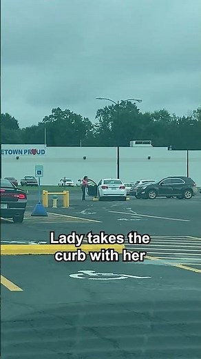 Lady took a curb with her 😭