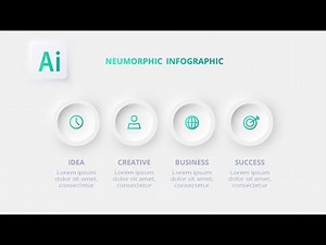 Neumorphic Infographic in 4 Steps in Illustrator / Free Slide Illustrator, Photoshop and PowerPoint