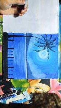 Night sky with moon drawing#shorts #youtubeshorts #drawing