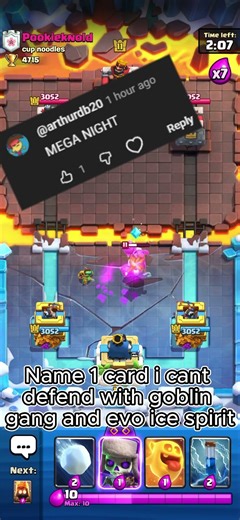 Mega knight vs goblin gang + evo ice spirit #clashroyale #gaming