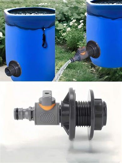 1pc PVC/IBC Water Barrel Adapter, Water Tank Adapter With Valve, Quick Installation Rain Water Collection Connector Kit, Suitable For EU/US Standard Hose, Applicable For Irrigation/Storage Barrel, Barrel Faucet, Rain Barrel Faucet Kit, Tank Faucet, Garden Hose Connector, Hose Connector, IBC Container Accessories, IBC Water Tank Accessories, Garden Hose Accessories | SHEIN