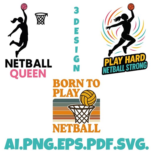 Netball Clipart Bundle – 3 Sporty Digital Designs | Retro & Modern Styles | Png.svg.ai.pdf.eps - Etsy Australia
