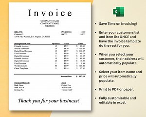 Simple Invoice Template, Excel Invoice, Excel Spreadsheet, Excel Template, Downloadable Invoice, Client Invoice - Etsy Australia