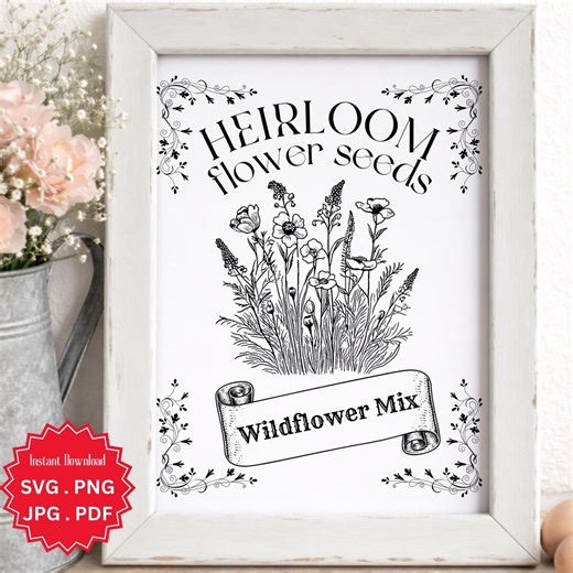 Wildflower SVG, Seed Packet PNG Clipart Graphic, Sign Transfer Image (digital Download) - Etsy