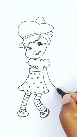 Strawberry Shortcake Cartoon Drawing | Cartoon Character Drawing Ideas for Beginners #cartoondrawing