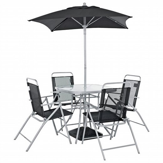 Buy Argos Home Atlantic 4 Seater Folding Metal Patio Set - Black | Patio sets | Argos