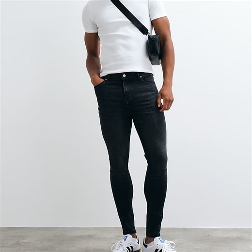 ASOS DESIGN super skinny jeans in power stretch denim in washed black | ASOS