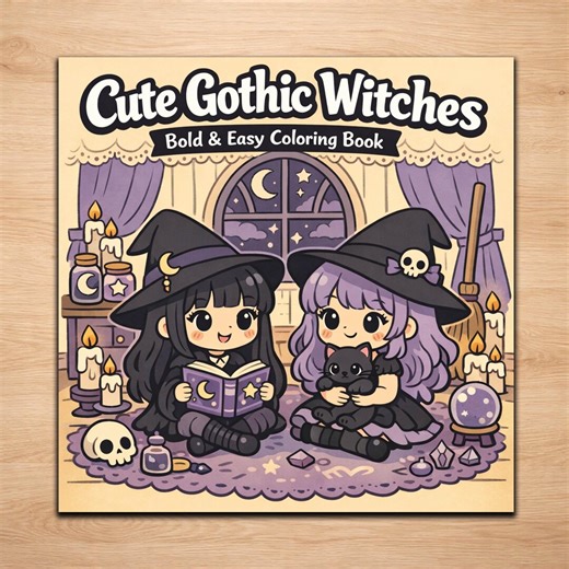 Gothic Witches Coloring Pages – 20 Cozy & Spooky Witch Line Art Designs - Etsy