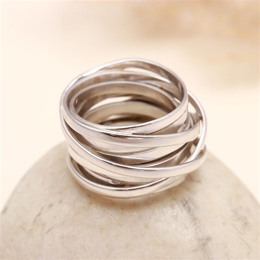 Russian Wedding Ring in Sterling Silver: Crossover Interlocking Bands - Etsy