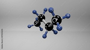 Butane molecule. Molecular structure of hydrocarbon gas used as fuel for stoves and lighter fluid.