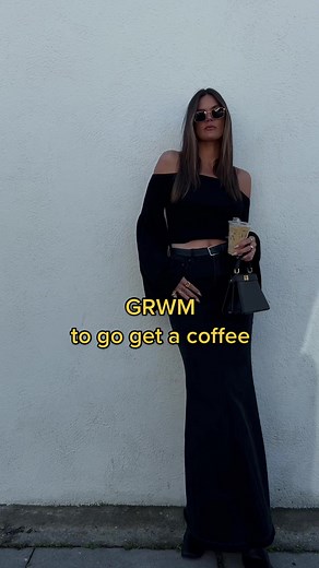 Getting Ready for a Coffee Run in Black & Gold Outfit