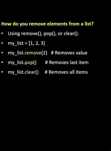 How to Remove Elements from a List in Python? | Python Interview Question #python
