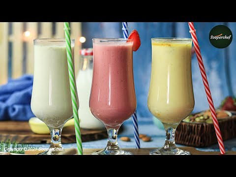Lassi 3 Ways | Almond Lassi | Cardamom Lassi | Strawberry Lassi | Refreshing Lassi Drink