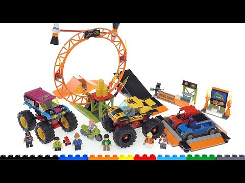 LEGO City Stunt Arena 60295 review! Monster trucks with suspension, jumping flywheel motorcycle!