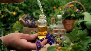 plant and herb tinctures and extracts. Selective focus.