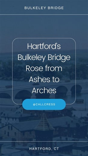 Hartford’s Bulkeley Bridge Rose from Ashes to Arches #hartfordct #bridge #i84 #history In Hartford, Connecticut, the Bulkeley Bridge carries 150,000 cars a day across the Connecticut River — but its story began in fire and grit. After a wooden bridge burned in 1895, workers built a new granite span anchored deep in the river by Black “sand hogs” laboring in airtight caissons. When it opened in 1908, Hartford celebrated for three days. Renamed for Governor Morgan Bulkeley, the bridge endures as a
