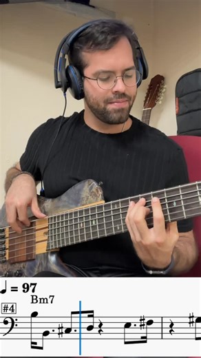 Jesús Colón on Instagram: "This bassline used the B Dorian scale with a main ascending motif spread throughout the groove, as well as making use of quarter note rests. #jcbasslines #dorian #bassgroove #bass #ibanez"